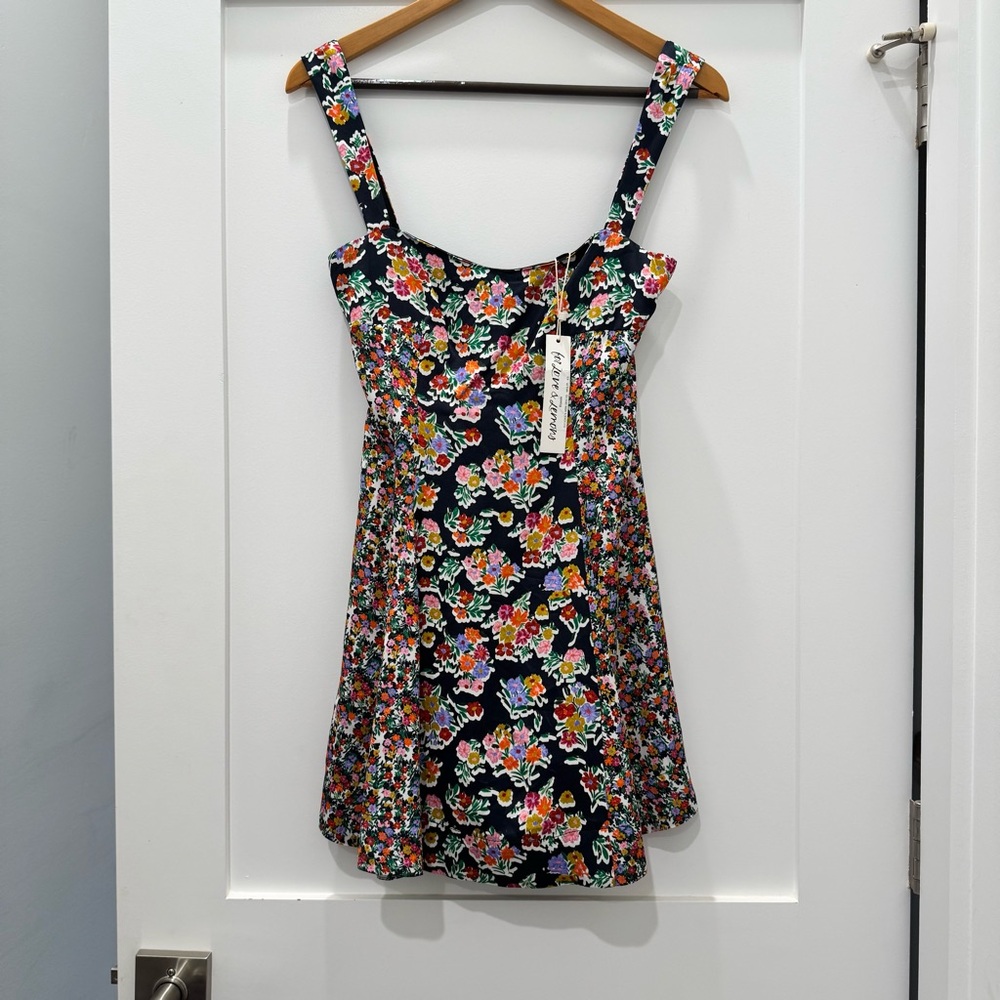 For Love And Lemons Navy Floral Mini Dress